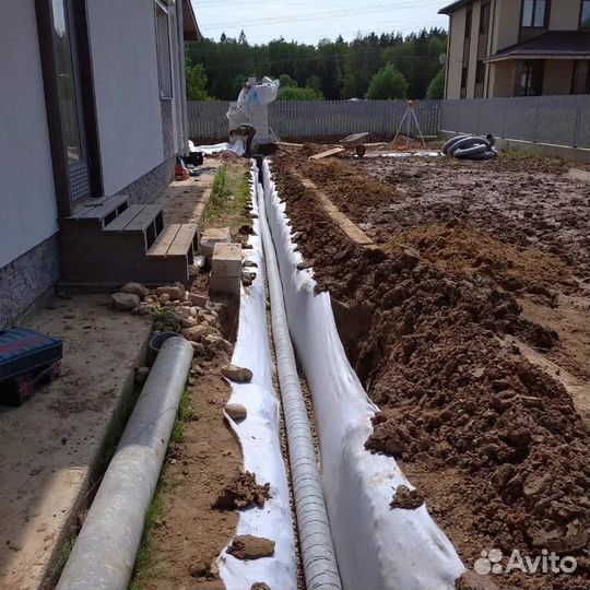 Дренаж участка, отсыпка участки,планировка,газон