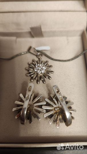 Комплект серебро 925, серьги, кулон и цепочка
