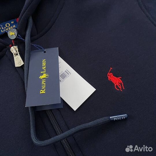 Зип худи Polo ralf lauren на флисе синее