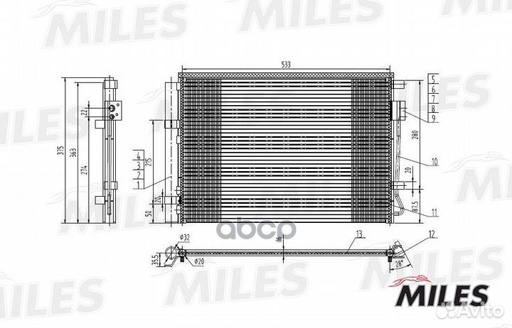 Конденсер hyundai solaris / KIA RIO 1.4/1.6 10