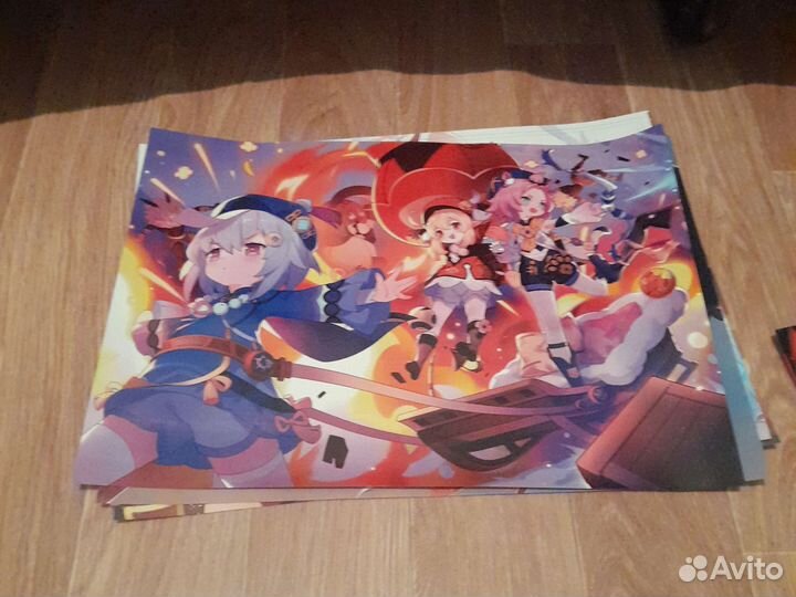 Плакаты Genshin Impact б/у