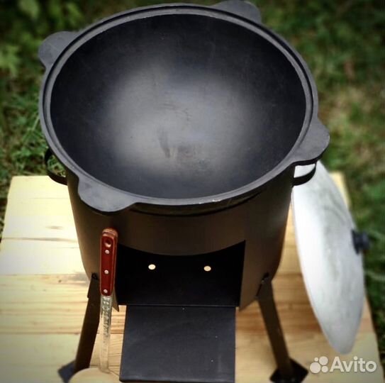 Казан чугунный 10л с печкой+ шумовка в подарок