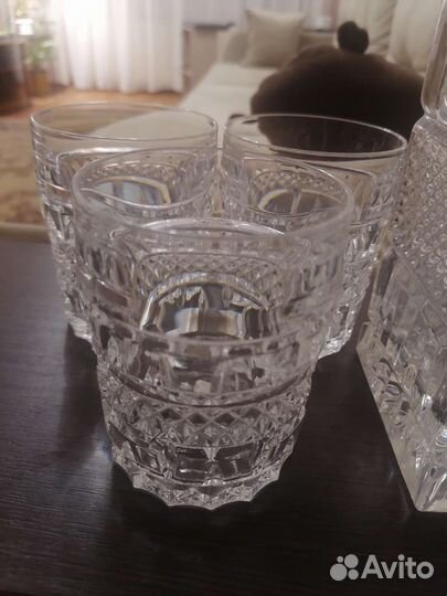 Графин со стаканами под виски, коньяк богемия