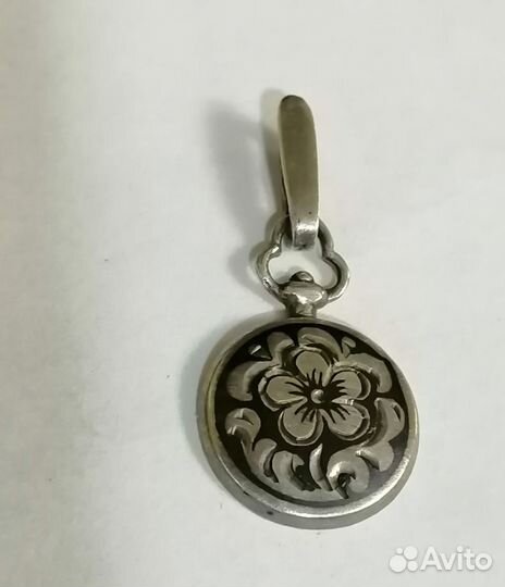 Кулон, подвеска серебро 875 проба, чернь. СССР