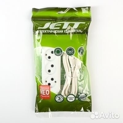 Удлинитель jett рс-3-10-5м 3*5 м. 10 А 2.2кВт б-з