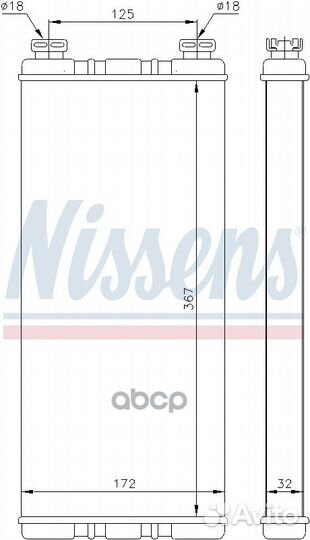 NS72055 радиатор отопителя 367x172x32MB actros