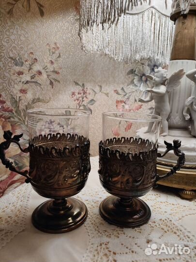 Антикварные стаканы в подстаканниках