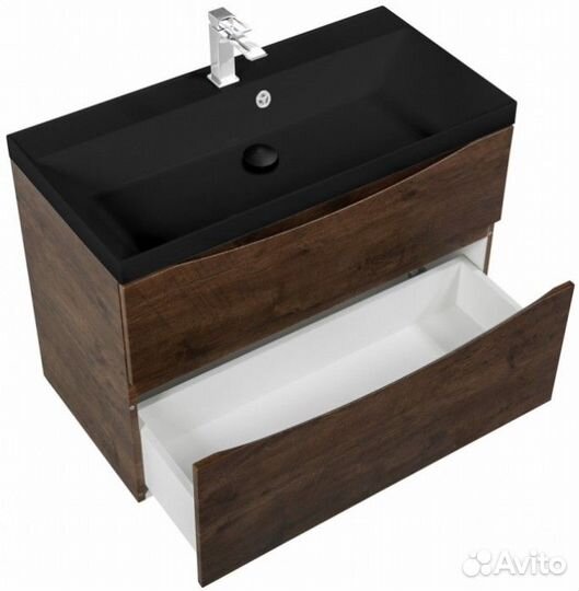 Тумба с раковиной BelBagno Marino-H60 80-BB800/450-LV-ART-AST-nero Rovere Moro