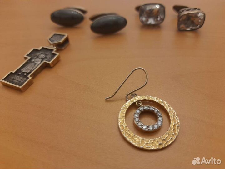 Запонки серебро проба 875