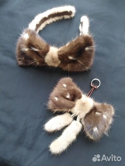 Норковый ободок и брелок на сумку