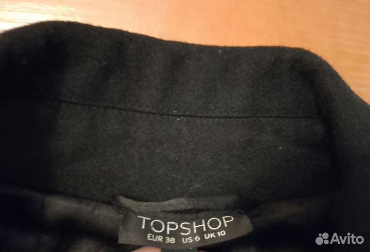 Topshop Полупальто Бушлат шерсть чёрное S-М