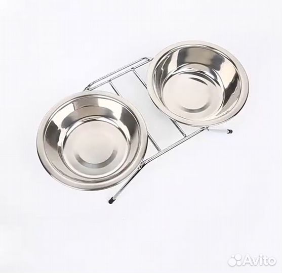 Металлическая двойная миска на подставке