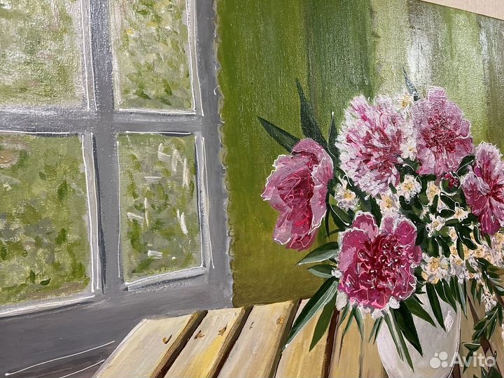 Картина маслом пионы