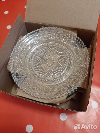 Набор блюдец 6шт, стекло. Новый