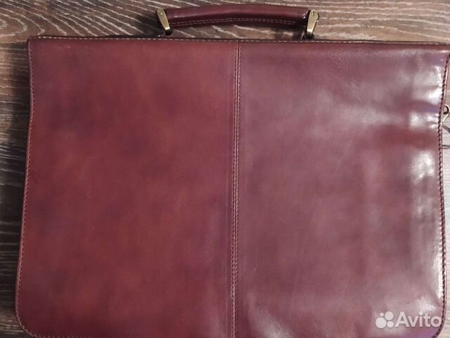 Мужской кожаный портфель коричневый