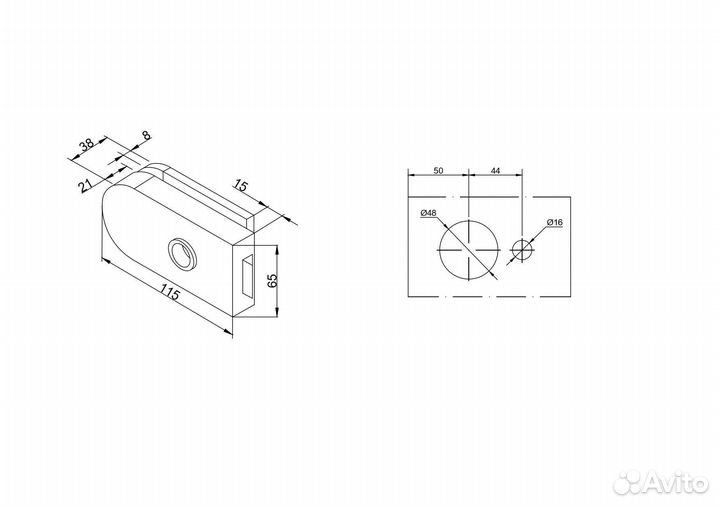 Замок под ключевую вставку для стеклянной двери