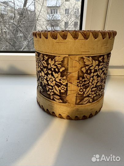 Ваза из бересты ручной работы
