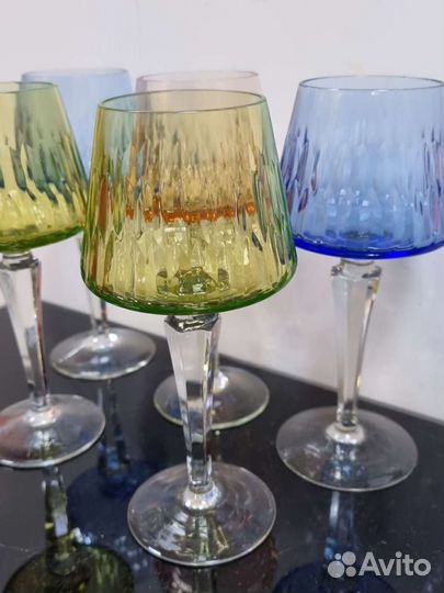Фужеры цветной хрусталь гдр Германия