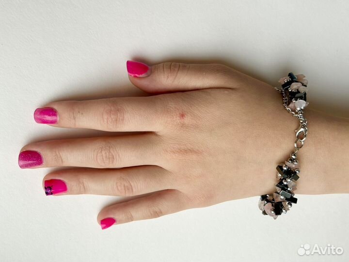 Браслет из Розового кварца и гематита