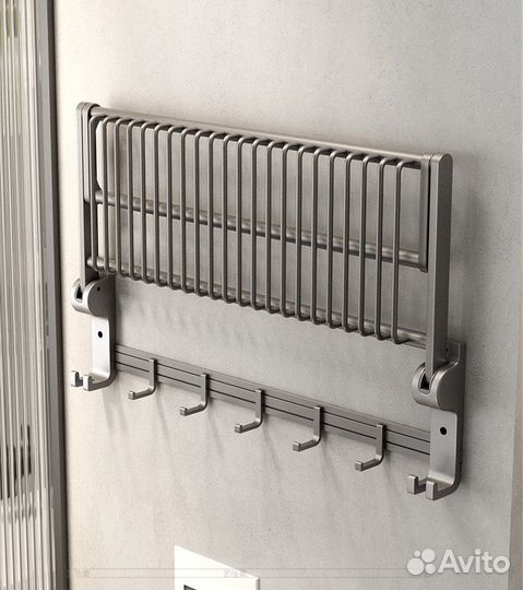 Держатель для полотенец складной с корзиной