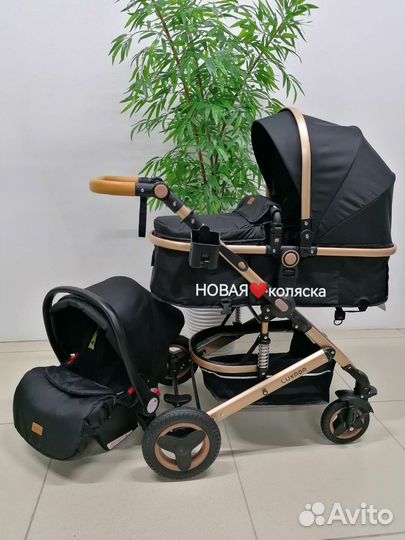 Новая коляска 3в1 Luxmom 530-W (чёрный)