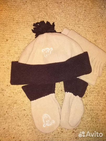 Шапка, шарф и варежки детские