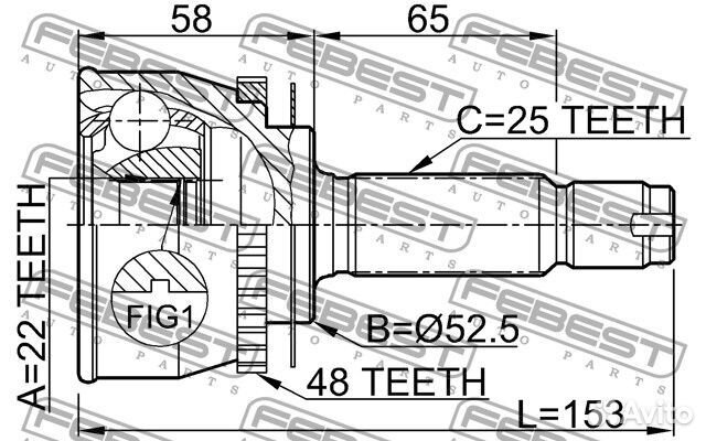 Шрус наружный 22x52.5x25