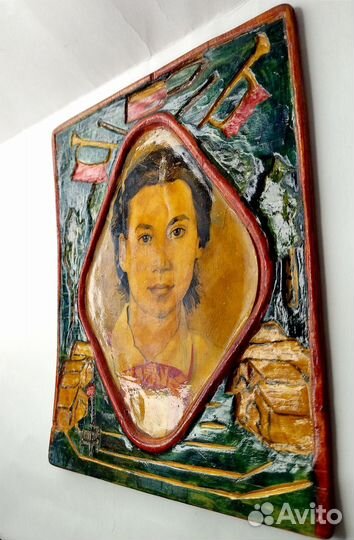 Панно пионервожатая пионерлагерь самодельное СССР