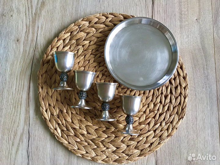 Посеребренный мельхиоровый набор СССР 5 предметов