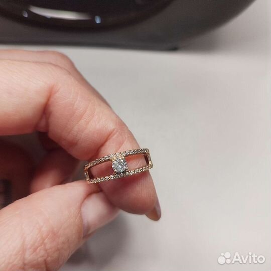 Кольцо серебро с позолотой 18 р