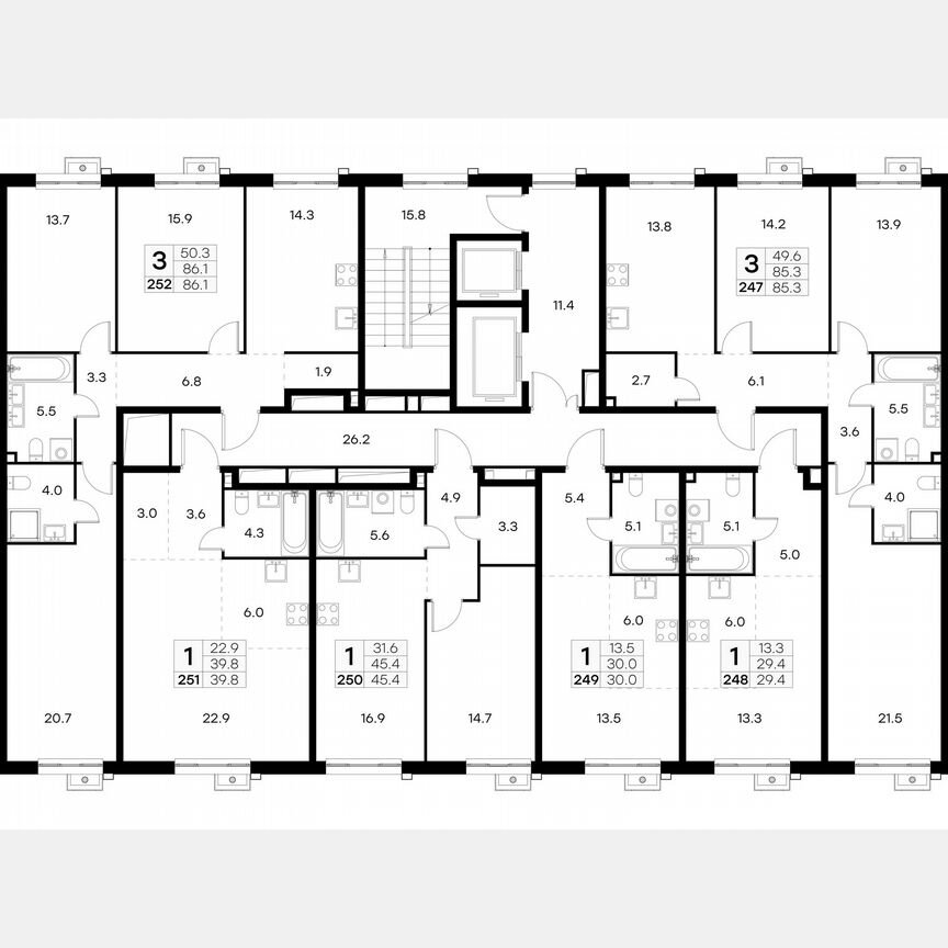 3-к. квартира, 85,3 м², 15/23 эт.