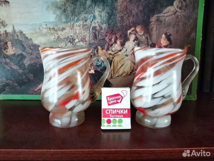 Тарелки новые. Кружка стекло цветное, ретро,ссср