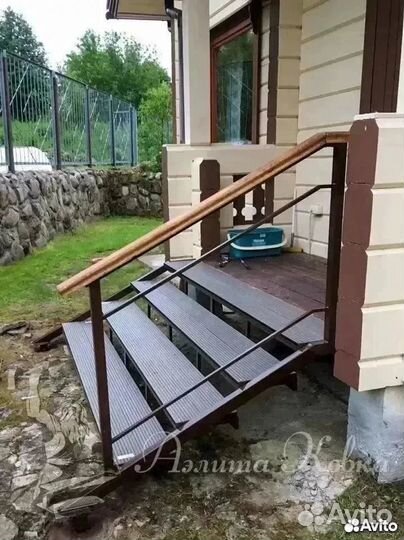 Крыльцо на прямых косоурах № 33