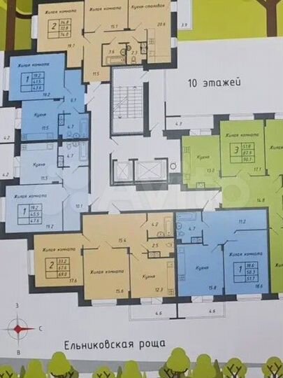 2-к. квартира, 69 м², 10/10 эт.