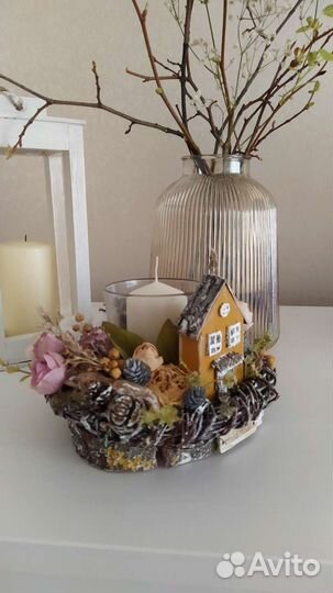 Интерьерный подсвечник, подарок ручной работы