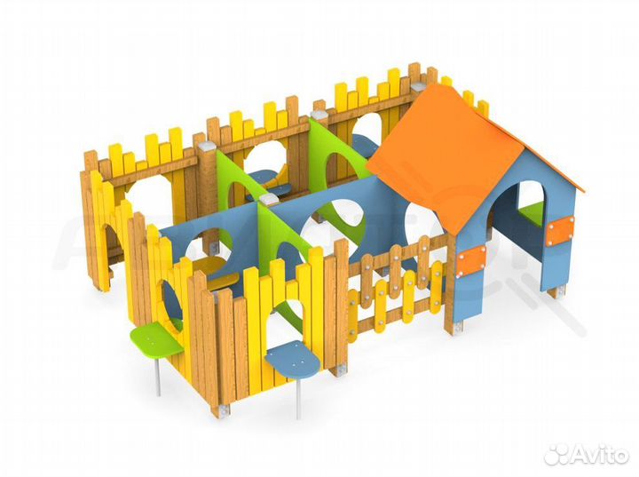Детская площадка-лабиринт из дерева «Деревенька»