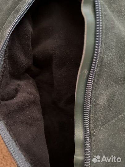 Сапоги демисезонные замшевые темно-зеленые 38 р-р