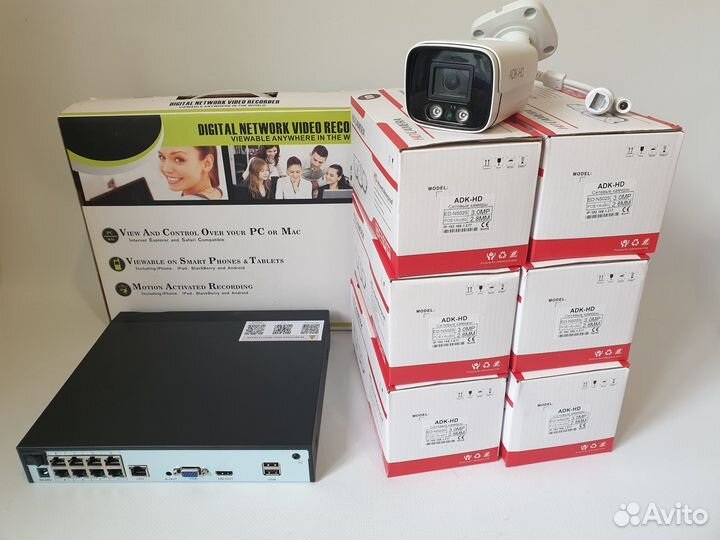 Комплект видеонаблюдения IP PoE со звуком 6 камер