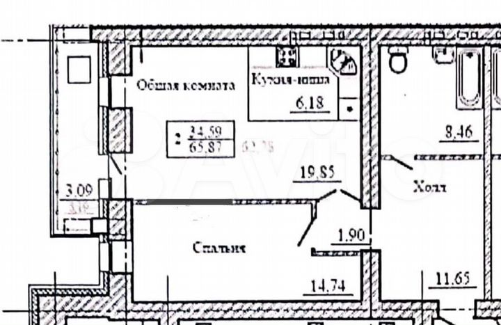 2-к. квартира, 65,9 м², 11/17 эт.