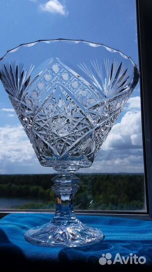 Ваза для фруктов на ножке хрусталь