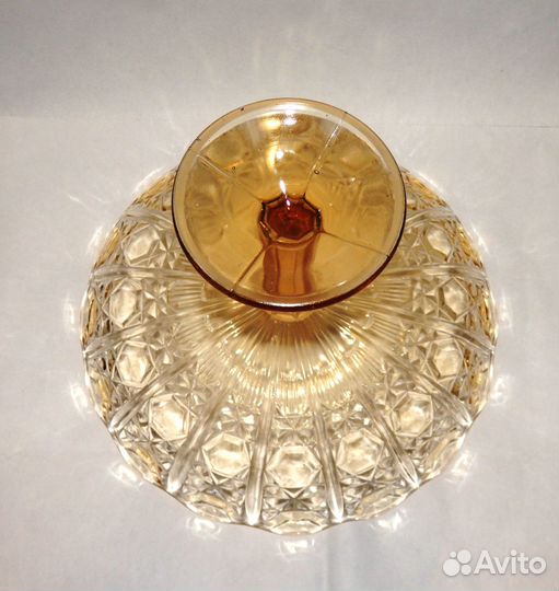 Ваза на ножке фруктовница карамельное стекло СССР