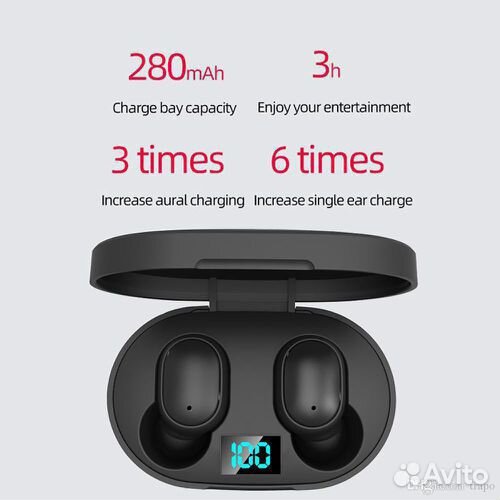 Новые Наушники E6S Беспроводные с индикатором