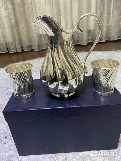 Серебрянный кувшин со стаканами 925 пробы