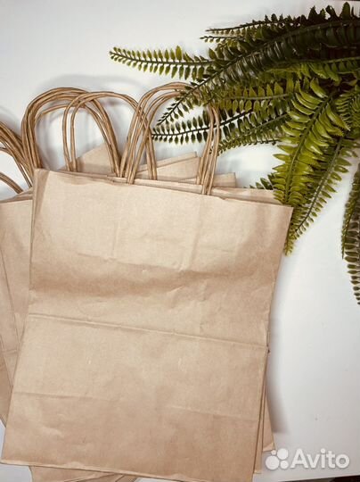 Крафтовые пакеты с кручёными ручками