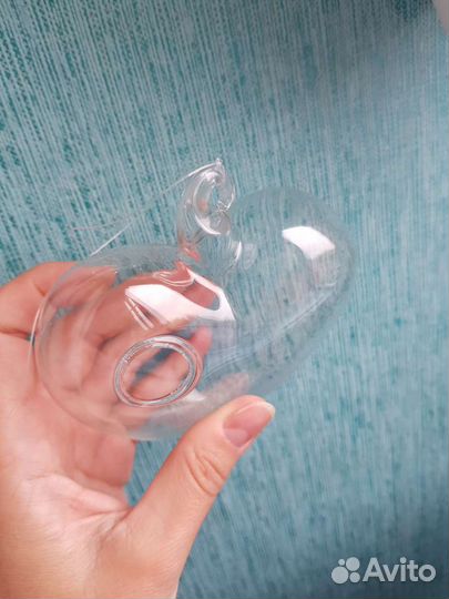 Подвес из стекла для декора в виде сердца