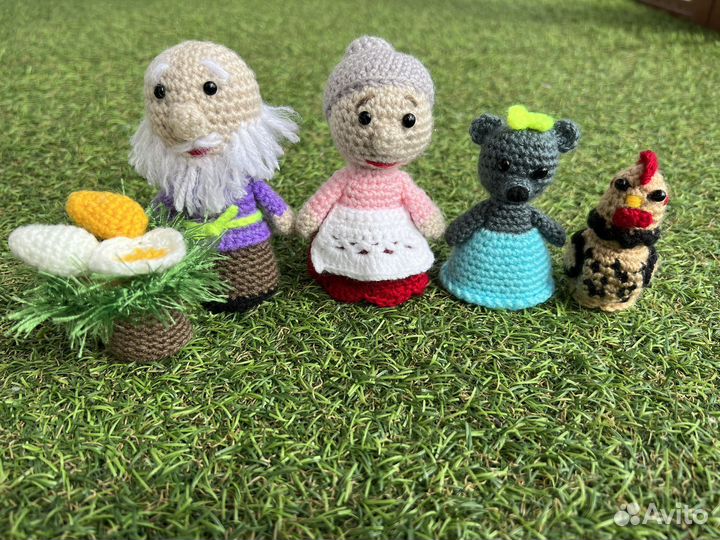 Вязаный пальчиковый театр по сказке «Курочка Ряба»