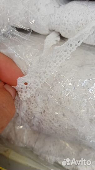 Кружево, тесьма вязаная, хлопок, белый, крем