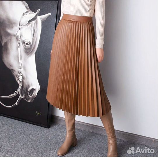 Юбка экокожа миди