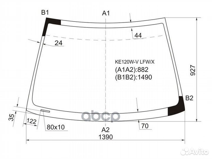 Стекло лобовое Toyota Corolla (E120) 00-07 / Fi