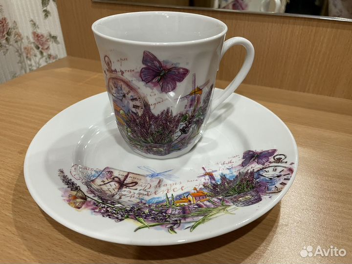 Комплект фарфора Лаванда Дулево тарелка кружка